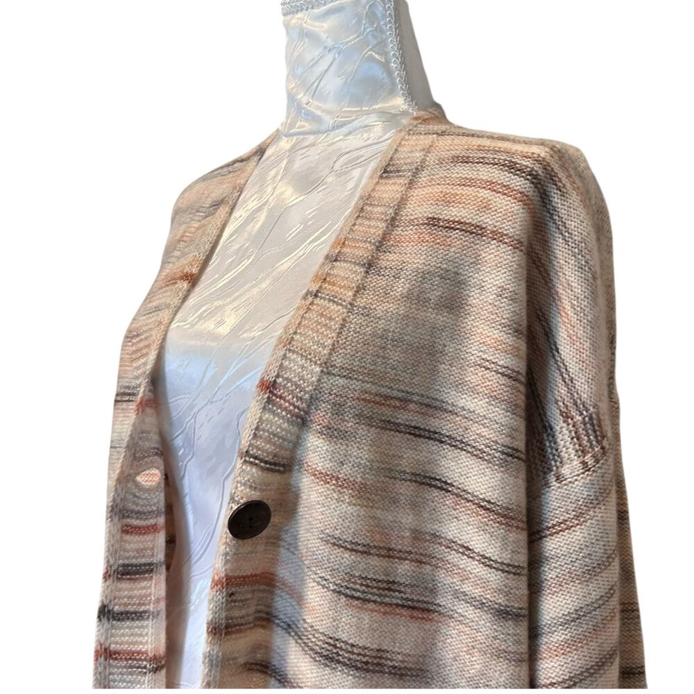 PureJill Cream Stipe Cardigan Womens Sz Small Cotton Blend Sweater One Button - Picture 11 of 16